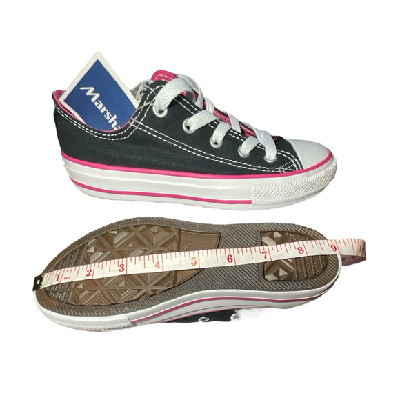 Converse Double Tongue Low Top Black Pink Sneakers Girls Juniors Size 1 654365F - Picture 11 of 12